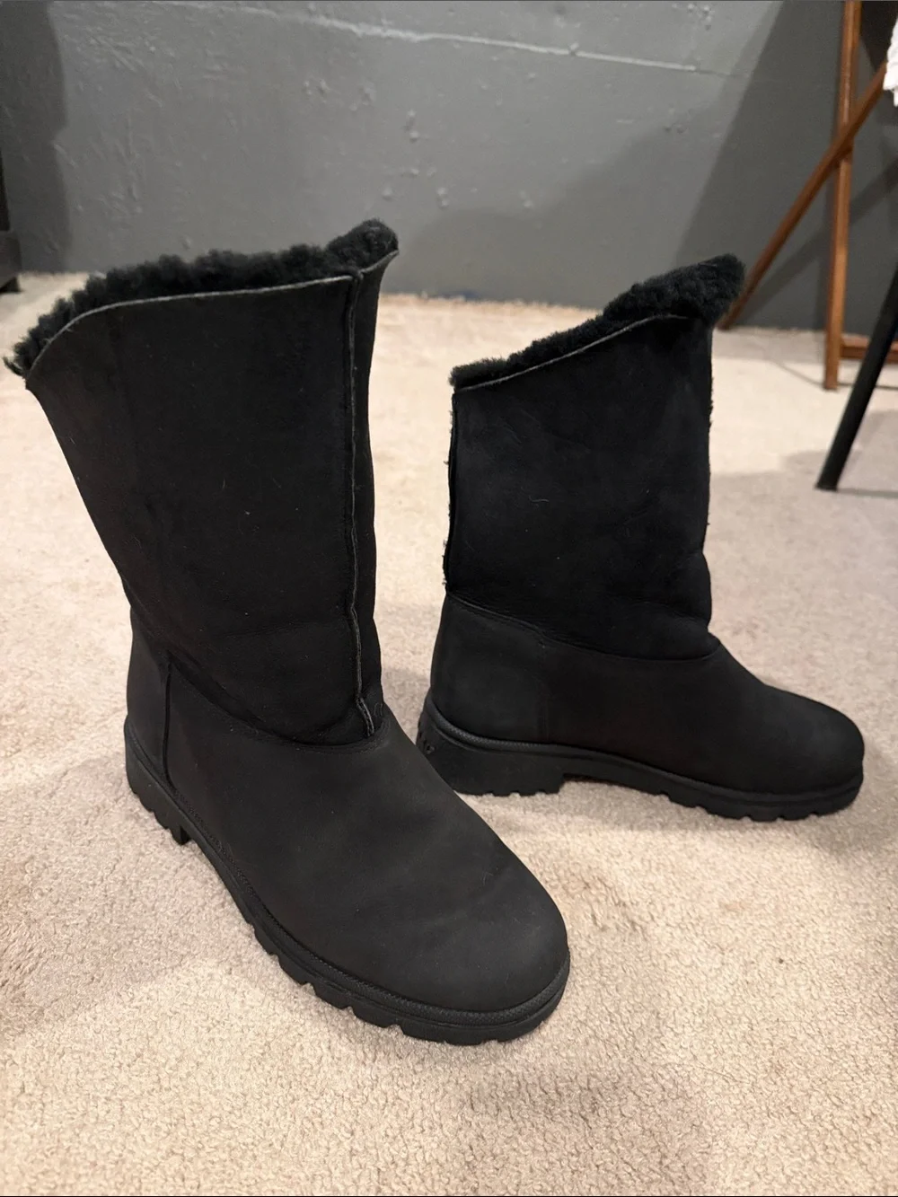 Sorel Black Shearling-Lined Mid-Calf Winter Boots